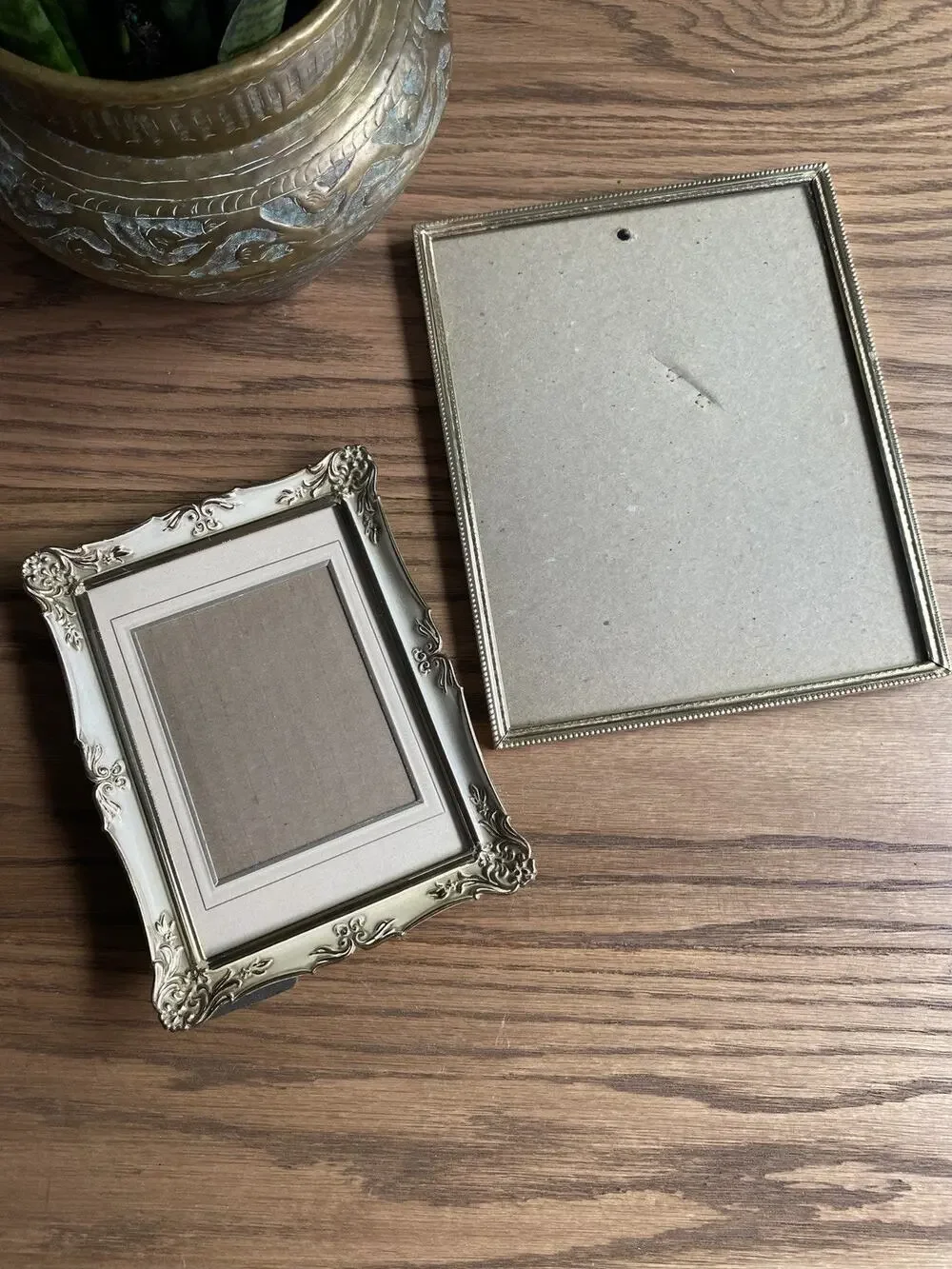 Vintage Brass Frames Ornate Floral White Washed Brass Frame 8x10” 5x7”